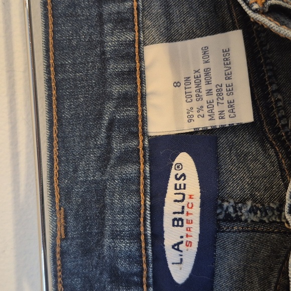 Vtg Y2K L.A. Blues Flare Jeans Vertical Stitch Detail Medium Wash Denim Size 8 - Picture 3 of 7